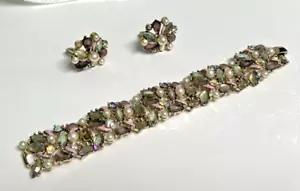 Juego de pendientes pulsera vintage Kramer tonos de rosa diamantes de imitación de perlas transparentes - Imagen 1 de 11