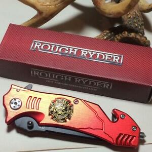 Rough Ryder Red Aluminum Firefighter Linerlock 4 3/4" Folding Knife RR1812