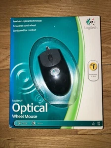 Vintage Logitech M-BJ58 Optical Wheel Mouse (Black) Wired PS/2 & USB- New in Box - Photo 1/1