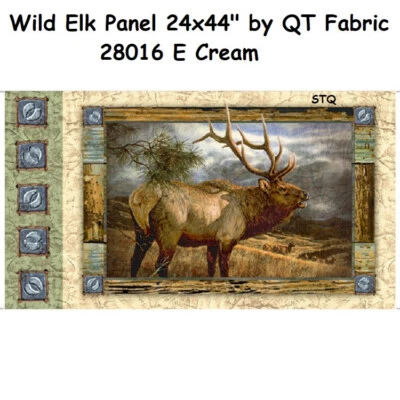 Tecido de colcha de algodão Wild Elk Panel 24x44 tecidos QT - Imagem 1 de 4