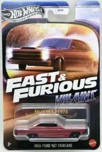1966 Ford 427 Fairlane Red Hot Wheels Fast & Furious Villains 2025 3/5 1:64 - Picture 1 of 1