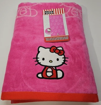  Hello Kitty Sanrio Beach / Bath Towel 63" X 34" Embroidered  100% Cotton NWT - Image 1 of 4