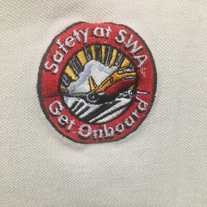 Polo Vintage Southwest Airlines Safety At SWA Get Onboard Plane Algodón Camisa - Imagen 1 de 7