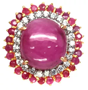 Anillo De Plata 925 Con Rubí Rojo Y Circonita Blanca, Calentado 15 X 17 Mm. Rosa - Imagen 1 de 5