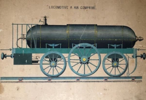 J. Mallet — Locomotive à air comprimé — aquarelle et encre sur papier — c. 1880. - Bild 1 von 10