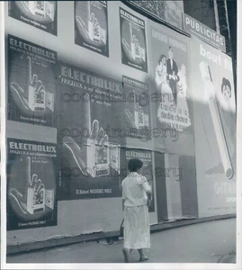 1956 Press Photo Advertisement Banners 1950s Europe - Picture 1 of 2