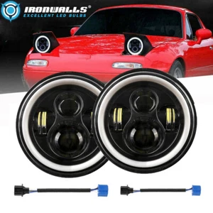 2 faros LED de 7 pulgadas con ojos de ángel para Mazda MX5 Mk1 Miata Eunos Roadster - Imagen 1 de 12