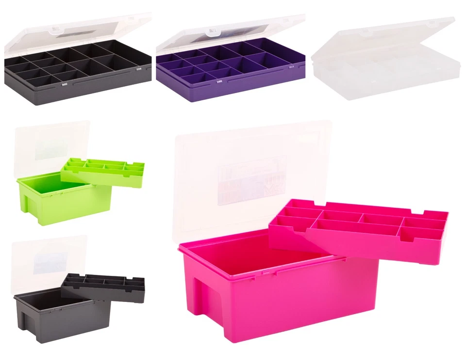 Wham Plastic Compartment Storage Box Jewellery Organiser Earrings Case Container - Image 1 of 1