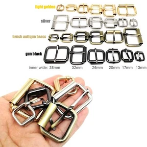 Thick Metal Adjust Roller Buckle - Belt Strap Rectangle Pin Ring Clasp Buckles - Picture 1 of 16
