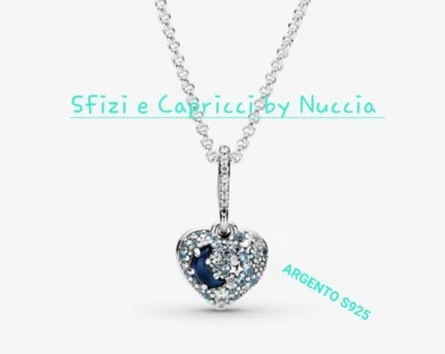 Collana Donna Ciondolo Cielo Notturno ARGENTO S925 stella luna zirconi  - Immagine 1 di 4