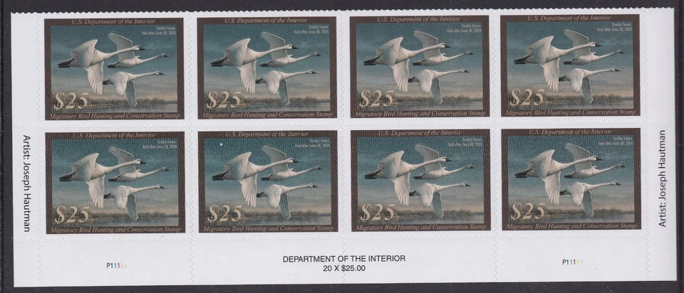 US RW90 Migratory Birds $25 footer plate block 8 MNH 2023-2024 - Image 1 of 1