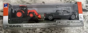 New Ray 1/43 Kubota M5-111 Tractor With Chevy Pickup & Trailer SS-34213 NIB - Picture 1 of 6