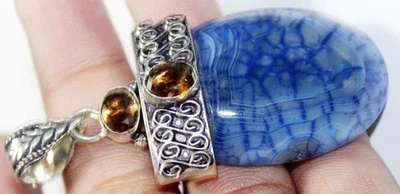 Colgante de piedras preciosas hecho a mano de citrino hidrocalcita joyería tamaño 2 pulgadas Foto 1 de 4