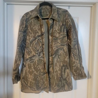 Винтажная мужская рубашка Mossy Oak размер XL камуфляж Treestand 80-е на пуговицах с длинным рукавом сделано в США - Изображение 1 из 3