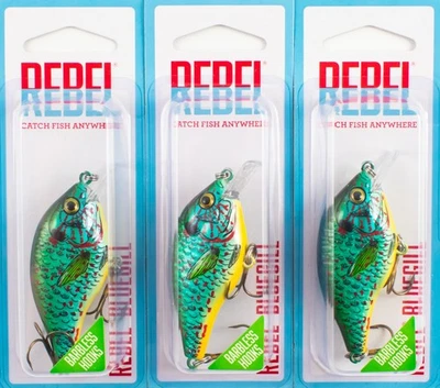(LOT OF 3) REBEL BLUEGILL CRANKBAIT 1/4OZ F82537 PUNKINSEED D9217 - Image 1 of 2
