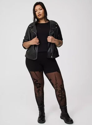 Torrid 蛇剑打底裤黑色绒面全新带标签全新 5X — 第 1/4 张图片