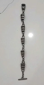 Lisa Jenks früher Stil geometrisches Sterlingsilber Knebelarmband 7,5" signiert - Bild 1 von 4