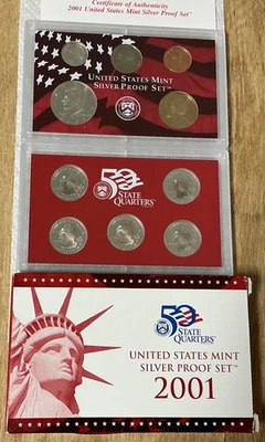 2001 US Mint Silver Proof Set w/ OGP & COA Set of 10 Coins - Image 1 of 3