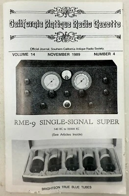 NOV 1989 California Antique Radio Gazette Vol 14, No 4 Pamphlet Magazine Book - Image 1 of 4