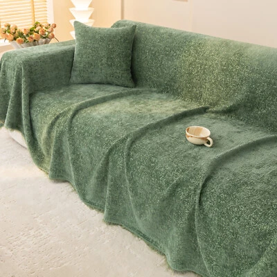 Ultra Soft Chenille Couch Cover w/ Tassels Machine Washable Sofa Blanket Cover - Image 1 of 4