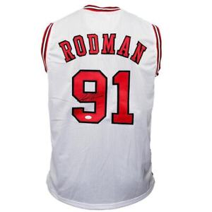 Dennis Rodman Signed Chicago White Basketball Jersey (JSA)