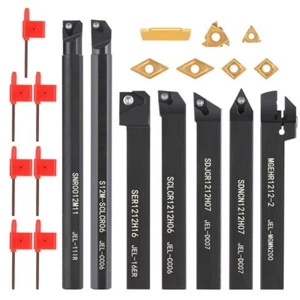 7 X Lathe Turning Tool Holder Carbide Inserts Set Wrench Boring Bar Indexable - Picture 1 of 8