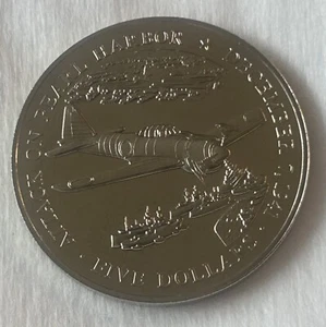 Attack on Pearl Harbor Dec. 7, 1941, 2000 Five Dollars Republic of Liberia Coin - Picture 1 of 2