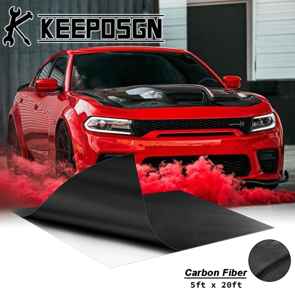 For Dodge CARBON FIBER Vinyl Wrap Film Sticker Decal Sheet Roll Paint Protection Foto 1 de 4