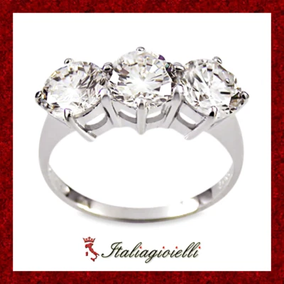 Imponente Anello Trilogy in Argento 925 Rodiato Oro Bianco - Immagine 1 di 4