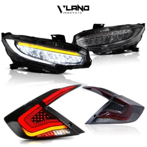 Vland LED Headlight & CLEAR Tail Light For Honda Civic Sedan 16-20 W/Animation - Picture 1 of 12