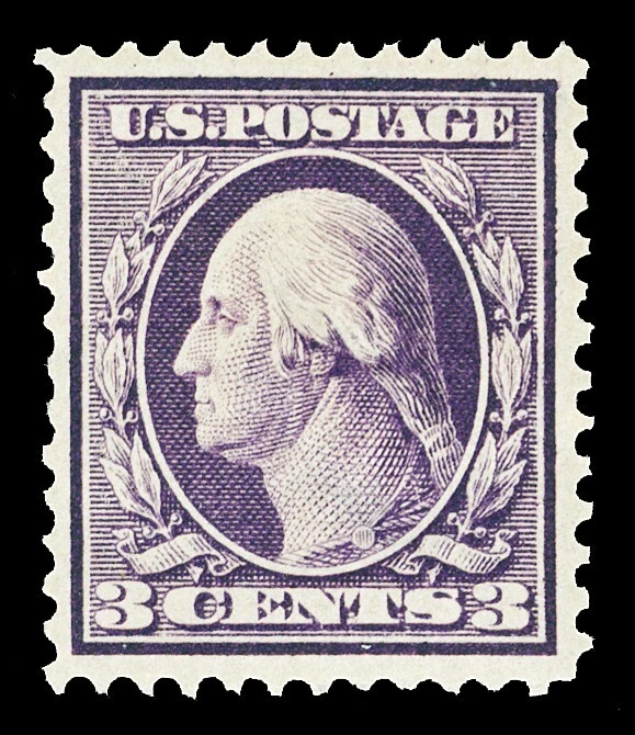 Scott 333 1908 3c Deep Violet Washington Mint VF OG LH Cat $30 - Image 1 of 1