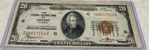 USA 20 Dollar Federal Reserve Note Chicago, IL 1929 G #G00837553A - Picture 1 of 2