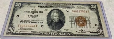 USA 20 Dollar Federal Reserve Note Chicago, IL 1929 G #G00837553A - Image 1 of 2