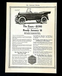 Antiguo anuncio de auto Essex Motors 1919 convertible Detroit EE. UU. impresión artística AD - Imagen 1 de 1