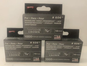 Arrow Fastener #606 Wide Crown Staples 3/8" 10mm 1000 Per Pack *3 Packs* - Picture 1 of 2