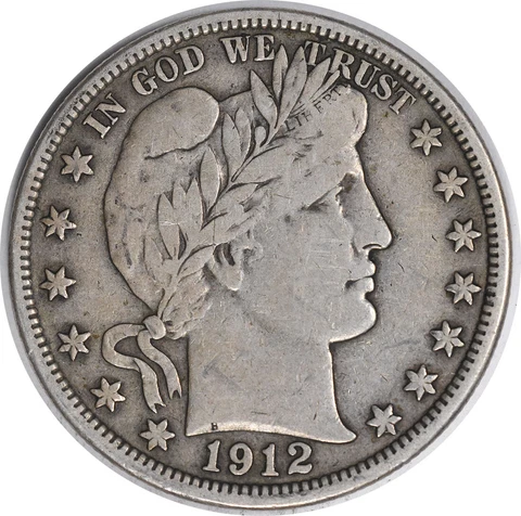 1912 Barber Silver Half Dollar VF Uncertified #1258 Cover
