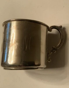 Vintage 1950's JWW Sterling Silver Baby Cup Initial “M” 39.76 GRAMS - Picture 1 of 4