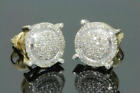 Moissanite 2ct Round Cut Men's Cluster Stud Earrings 14k Yellow Gold Plated