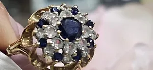 9ct Gold Sapphire DRESS Ring - Size N - Picture 1 of 7