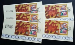 2004 Singapore Zodiac Monkey Year Hong Kong Stamp Exhibition Souvenir Covers FDC - Picture 1 of 6