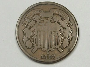 1867 US 2¢ Two Cent Piece. #24 - Picture 1 of 9
