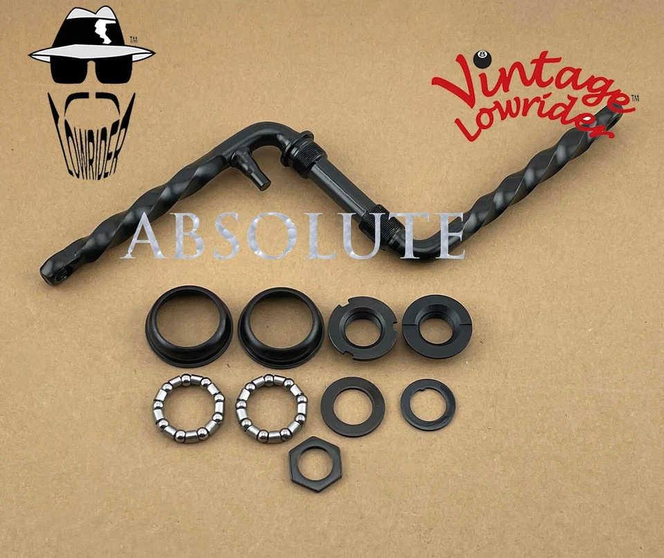 BICICLETA LOWRIDER VINTAGE 6 1/2" (165MM) 1 PIEZA ACERO MANIVELA TRENZADA NEGRA CON B.B Foto 1 de 1