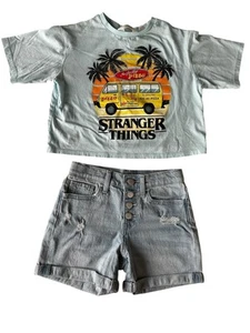 Lot 2, Netflix, Stranger Things, Top, Girls, Cat & Jack Adjustable Denim Shorts  - Picture 1 of 12