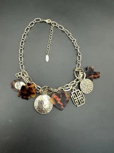 Goldfarbene Faux Turtoise Muschel Charm Halskette signiert ST Thomas 20" verstellbar - Bild 1 von 6