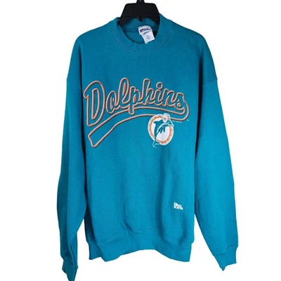 Sudadera De Colección Miami Dolphins Jugador Profesional XL Verde Azulado Cuello Redondo 1996 NFL Fútbol Foto 1 de 4