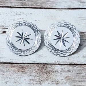 Vintage Ohrclips - silberfarben Starburst Design 1,25" - Bild 1 von 5