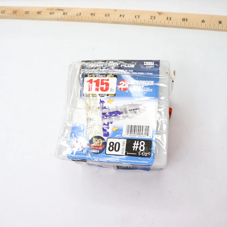 (80-Pk) Cobra #8 полый настенный самосверлящийся анкер с винтом 1,72 дюйма 072PT - Изображение 1 из 4