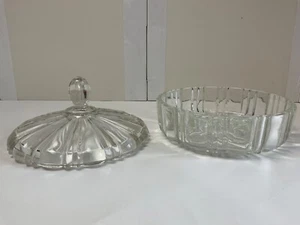 Crystal/Glass Candy Dish with Lid Bowl Clear Display Decoration Keys 7" In. Wide - Picture 1 of 10