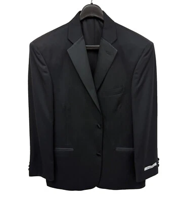 Nueva chaqueta de esmoquin negra para hombre - Lana Super 110s, 2 botones, solapa de muesca satinada 39S Foto 1 de 4