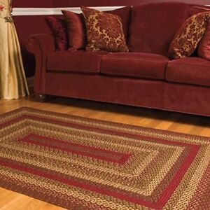 IHF Home Decor Braided Area Rug Cinnamon 4'x6' Rectangle FloorCarpet Fabric Jute
